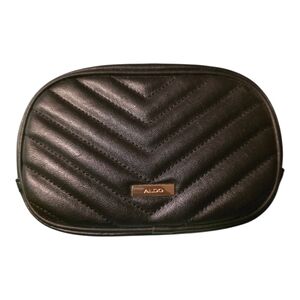 ALDO Black Quilted Oval Cosmetics  Bag